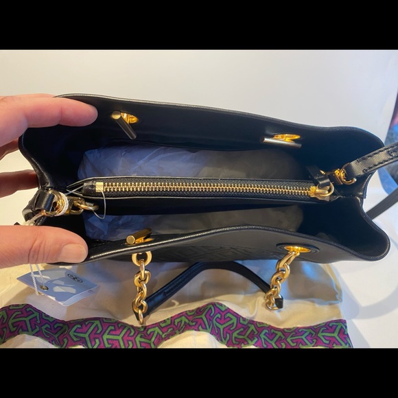 Tory Burch💛Fleming small Tote Black NEW - Picture 8 of 9